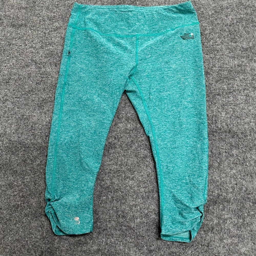 The North Face Leggings Womens Size L Teal Heathered Ruched Athletic Pant